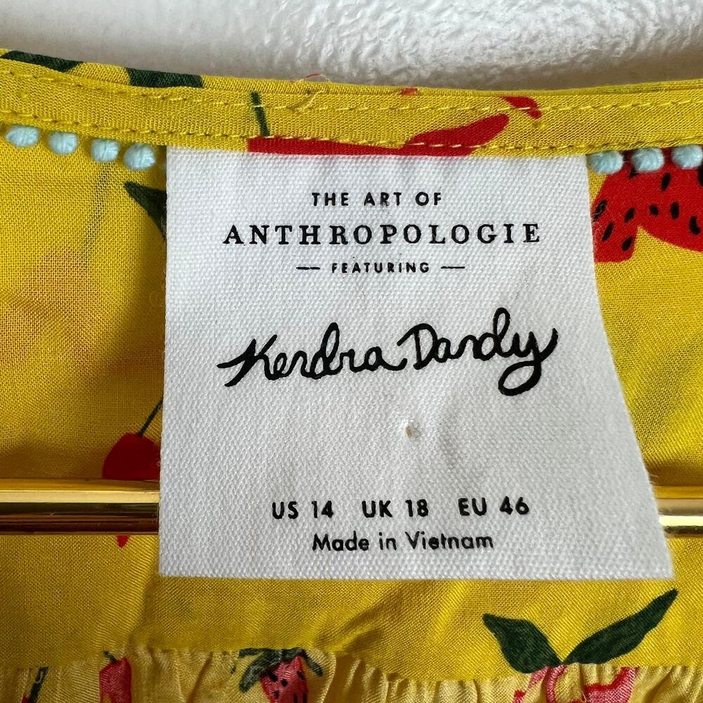 Anthropologie Kendra Dandy Yelllow Dreamer Button-Down Top Western Tie Front 14 - Picture 10 of 14